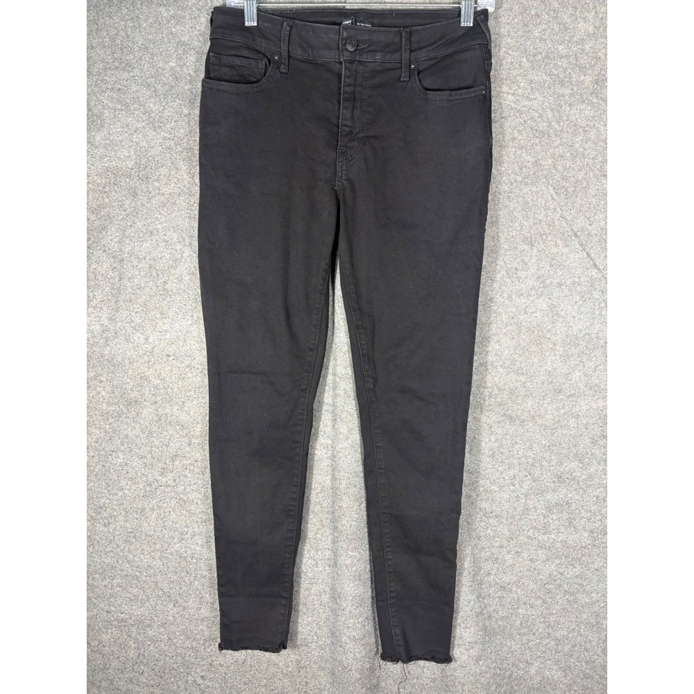 True Religion Jennie Curvy Mid Rise Skinny Jeans Black‎ Raw Hem 29 205065B